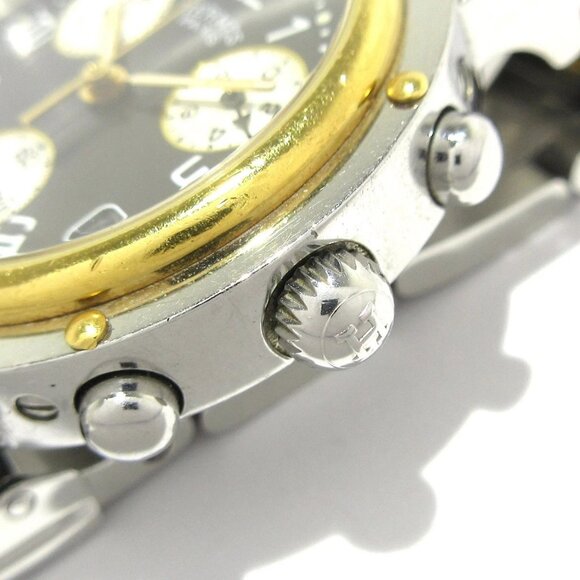Auth HERMES Clipper Chronograph CL1.320 1****** Silver Gold Unisex Wrist Watch - Picture 4 of 12